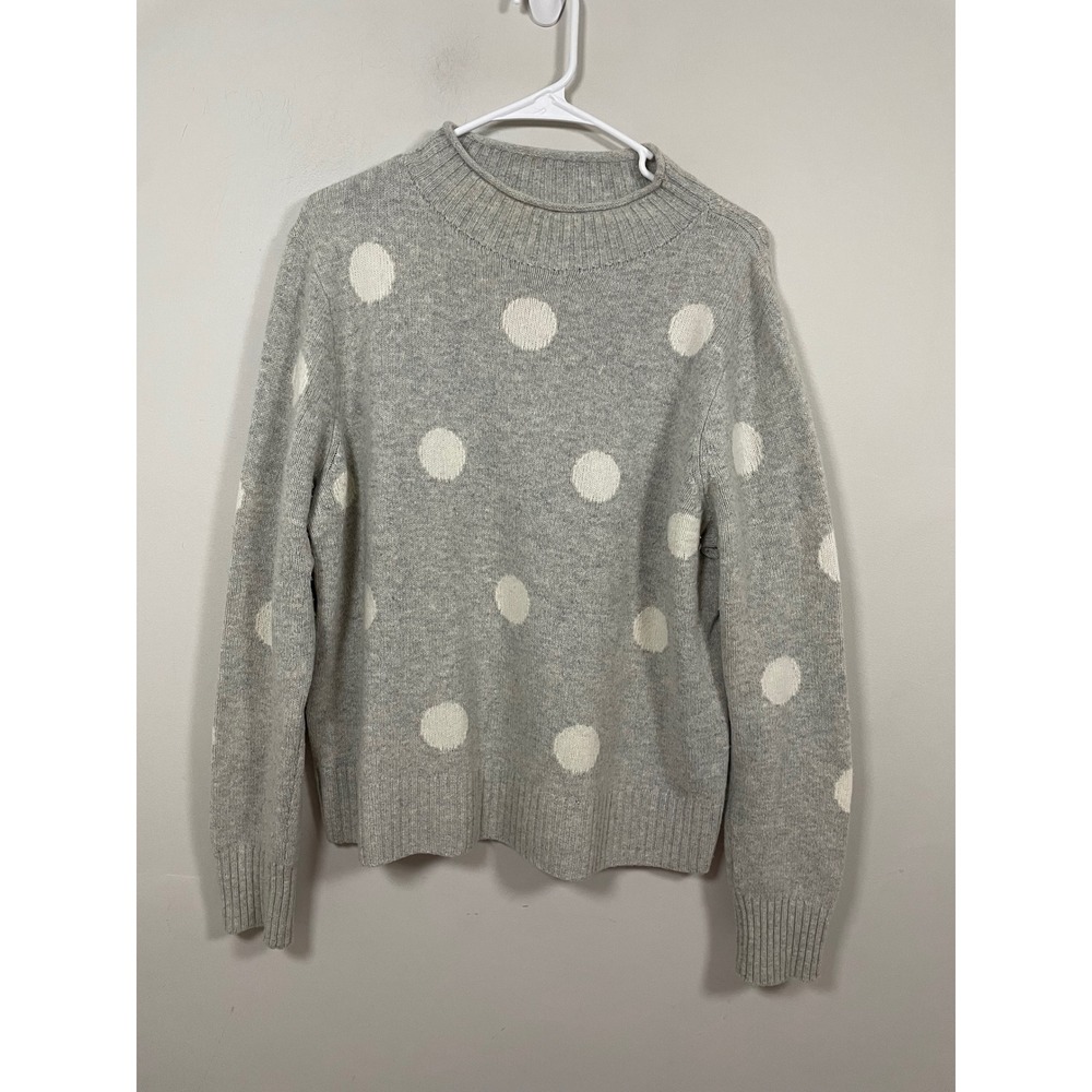J.Crew Always 1988 Rollneck Sweater in Gray Polka Dot Size Large - Picture 2 of 9